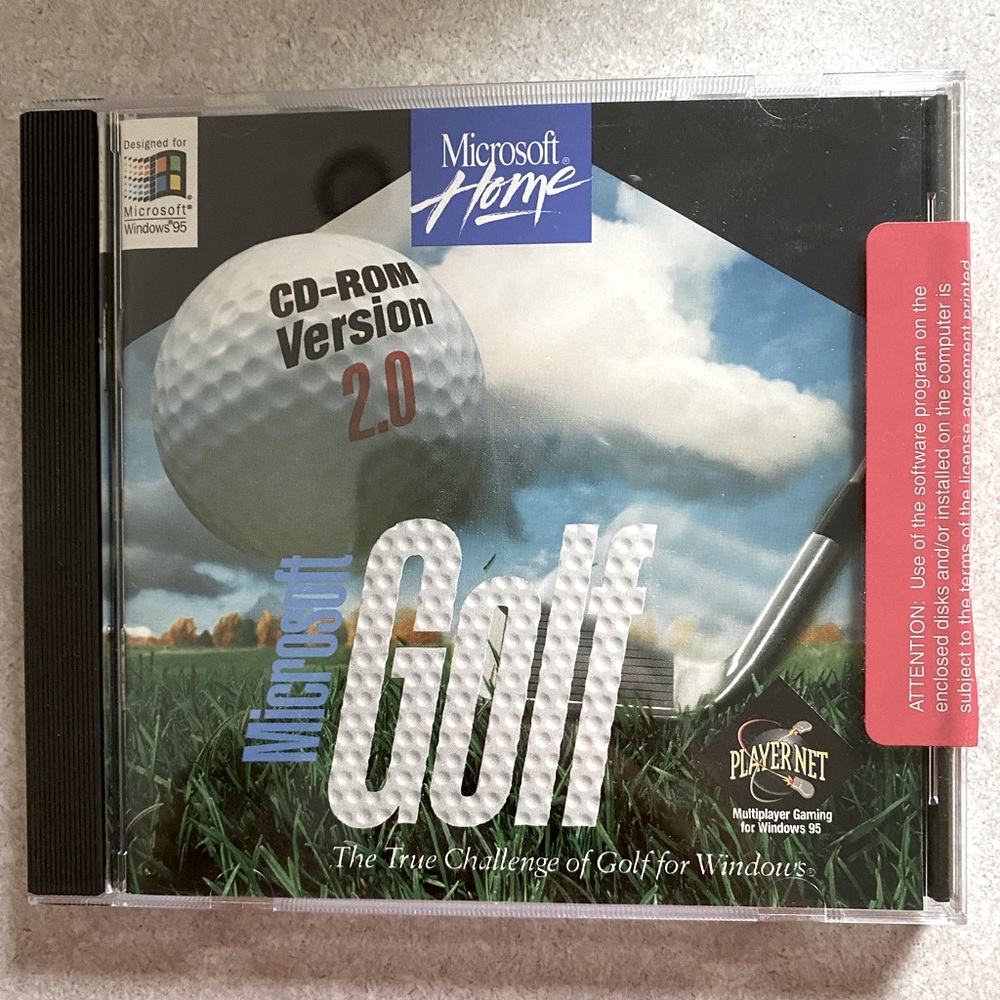 MICROSOFT GOLF 2.0 (PC, WIN 1995) - CD ROM Version 2.0 w\ COA and Key